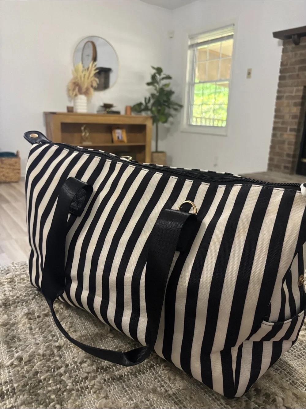 Alice + Olivia By Stacey Bendet  Positano Striped Travel Duffle Weekend Bag NWOT